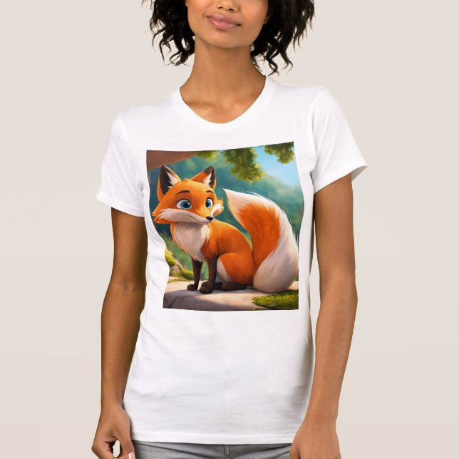 Camiseta "Foxy Fun: Fox White Girl é T-Shirt" (Frente)