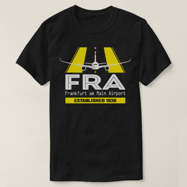 Camiseta FRA Frankfurt Aeroporto Alemanha Plane Design (Frente do Design)