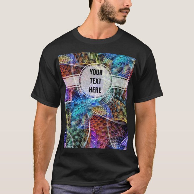 Camiseta Fractal de apófise abstrato X + texto (Frente)