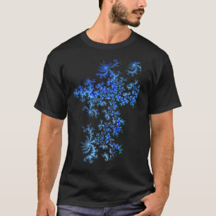 Camiseta Fractal de Cristais de Gelo Azul