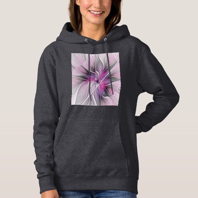 Camiseta Fractal Fractal Moderna Abstrato com Cinza Rosa Fl (Frente)
