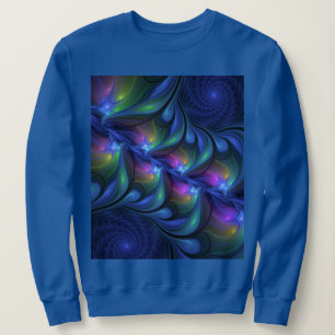 Camiseta Fractal verde cor-de-rosa Abstrato azul-colorido