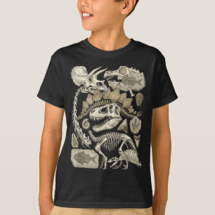 Camiseta Fragmentos de Esqueleto de Dinossauro Vintage Pale