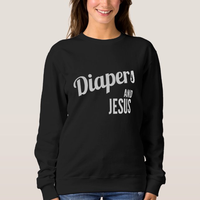 Camiseta Fraldas E Jesus, Diversão Cristã Bebê (Frente)