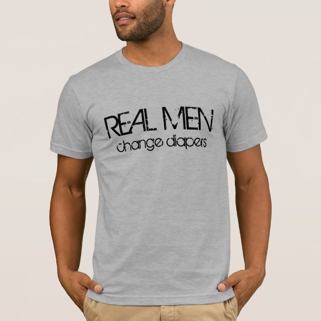 Camiseta Fraldas reais da mudança dos homens (Frente)