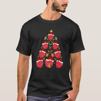 Camiseta Framboesa Frutas Xmas Lighting Tree Raspberry Chri