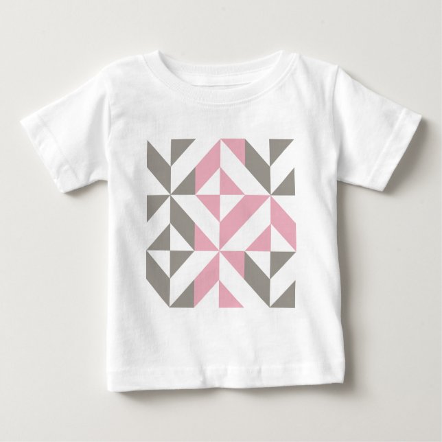 Camiseta Framboesa rosa e ZigZag geométrica prateada (Frente)