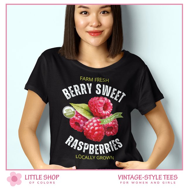 Camiseta Framboesas de Fruta Vintage Berry Sweet (Criador carregado)
