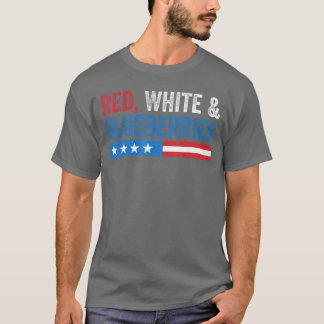 Camiseta Framboesas Vermelhas Brancas e Azuis Patriota Band