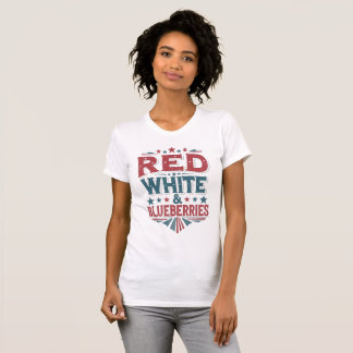 Camiseta Framboesas Vermelhas, Brancas e Azuis Patriota Lib