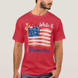 Camiseta Framboesas Vermelhas Brancas e Azuis Patriota Libe