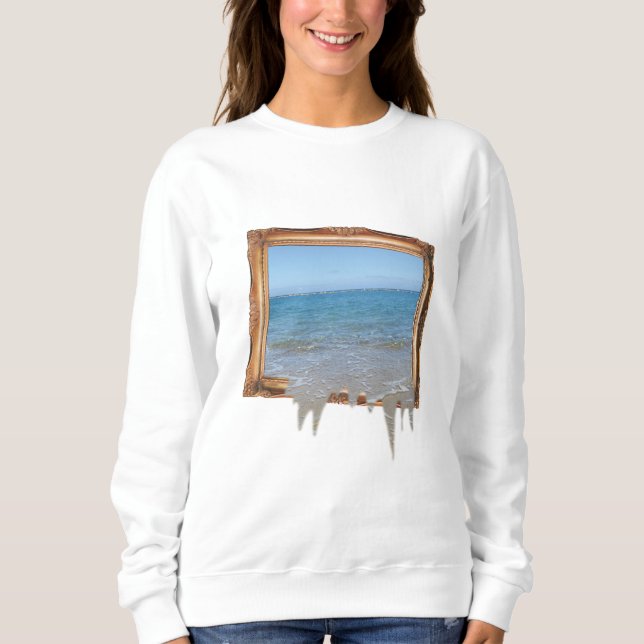 Camiseta Frame Oceano de Espelhamento Fora da Imagem (Frente)