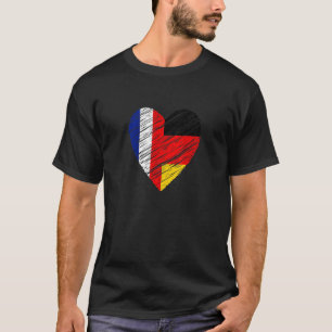 Camiseta França Alemanha Coração Bandeira Alemã Bandeira Fr