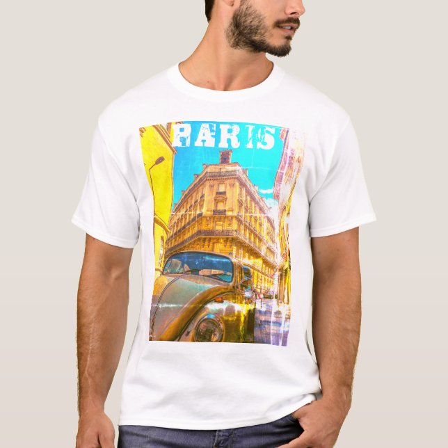 Camiseta França Architecture French Street Old Car Paris (Frente)