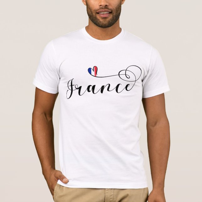 Camiseta França, Bandeira Francesa De Coração (Frente)