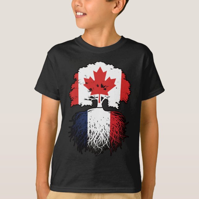 Camiseta França, Canadá, França, Bandeira de Raízes de Árvo (Frente)
