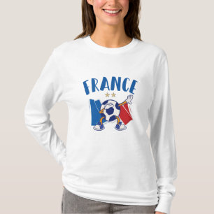 Camiseta França Dabbing Soccer Bola Sinalizador 2 estrelas