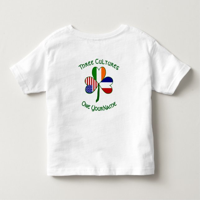 Camiseta França Irlanda EUA Shamrock Flag Personalizado (Verso)