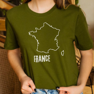 Camiseta França — Mapa da Forma Contorno da Fronteira Franc