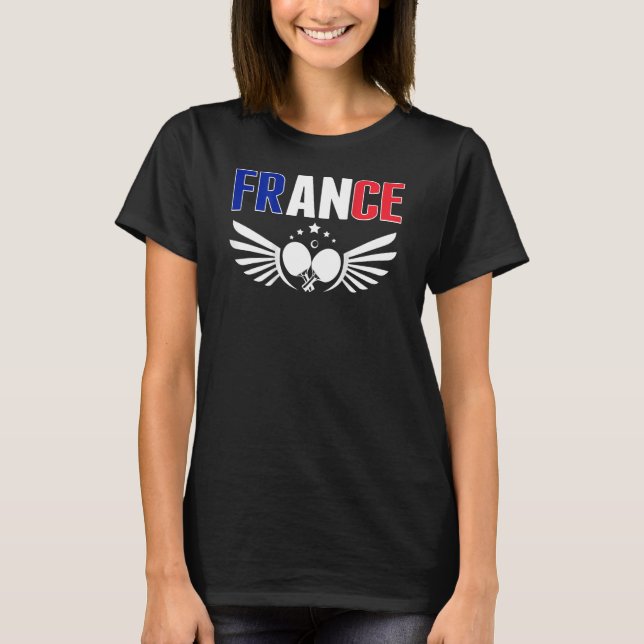 Camiseta França Mesa de Tênis de suporte francês de ping po (Frente)