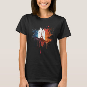 Camiseta França Paris Abstrato Splatter French Flag Eiffel