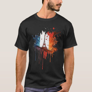 Camiseta França Paris Abstrato Splatter French Flag Eiffel