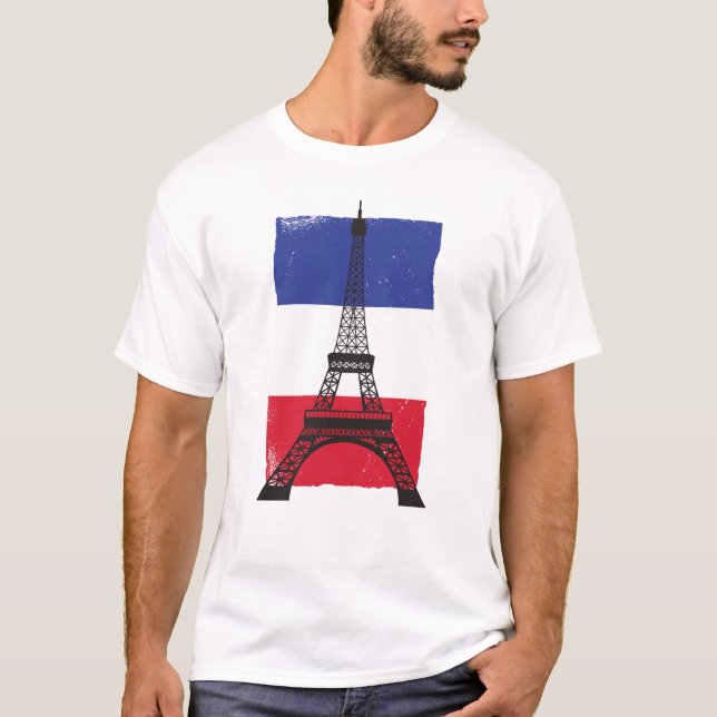 Camiseta França Paris Bandeira francesa (Frente)