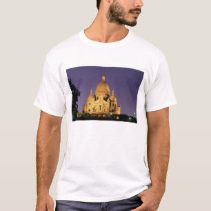 Camiseta França, Paris, Sacré-Coeur ao anoitecer.