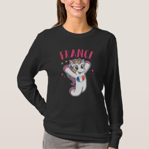 Camiseta França Soccer Fan Unicorn com bandeira cardíaca
