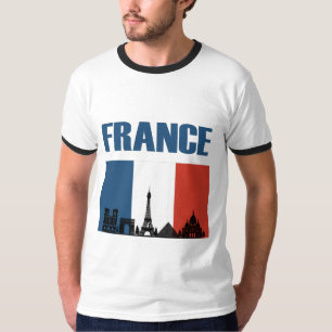 Camiseta França Viagem - Paris City Skyline French Flag