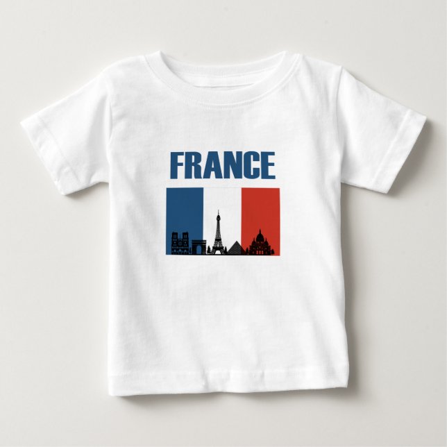 Camiseta França Viagem - Paris City Skyline French Flag (Frente)