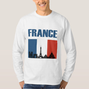 Camiseta França Viagem - Paris City Skyline French Flag