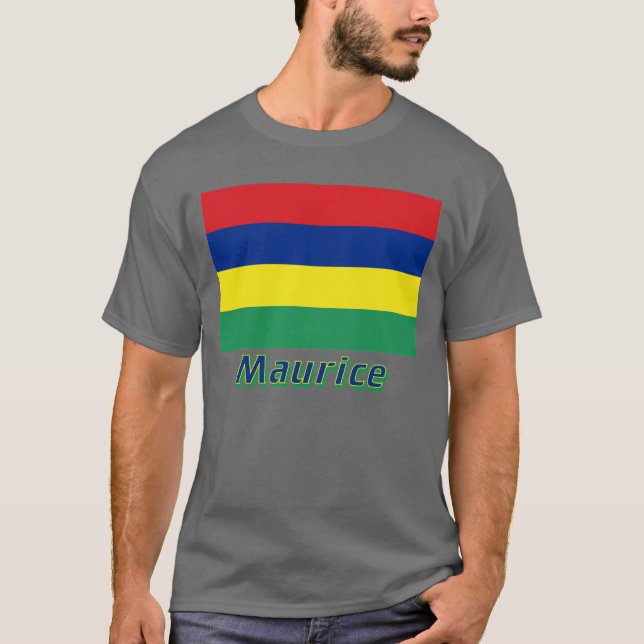 Camiseta Français de Drapeau Maurício avec le nom en (Frente)