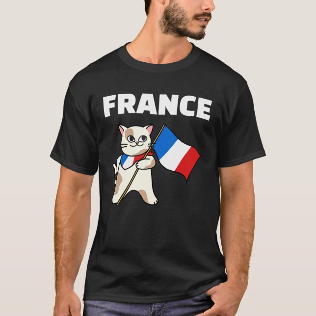 Camiseta France Flag Cat French Colors Kitten (Frente)