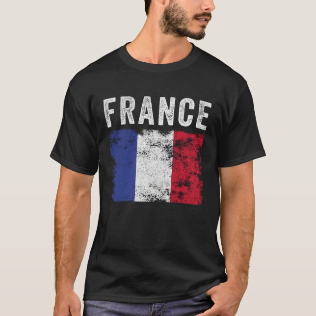 Camiseta France Flag Distressed  Men Women Kids  French Fla (Frente)