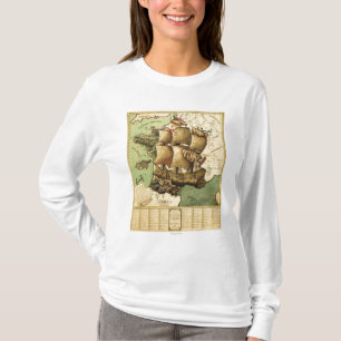 Camiseta France representou como um mapa de ShipPanoramic