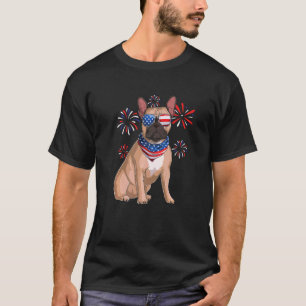 Camiseta Francês Buldogue Americano Bandeira 4 de julho Hom