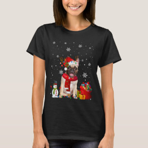 Camiseta Francês Buldogue Árvore de Natal Luz Cachorro