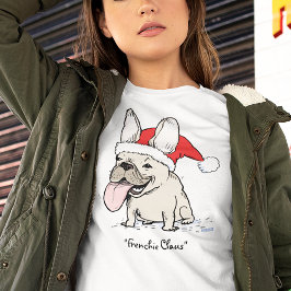 Camiseta Francês Buldogue Natal Frenchie Dog Santa Clause