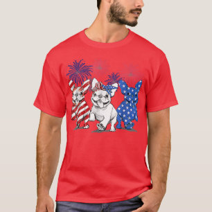 Camiseta Francês Bulldog American Flag Frenchie 4 De Julho