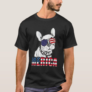 Camiseta Francês Bulldog Americano Flag Merica 4th Of Jul