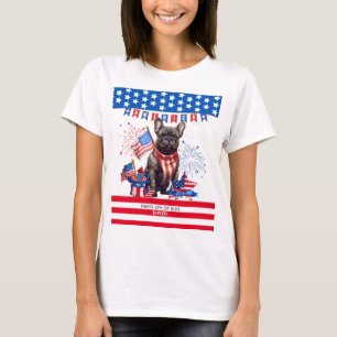 Camiseta Francês Bulldog Feliz 4 De Julho, América Patrióti