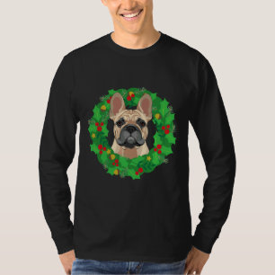 Camiseta Francês Bulldog Frenchie Cachorro Vestindo Wrea de