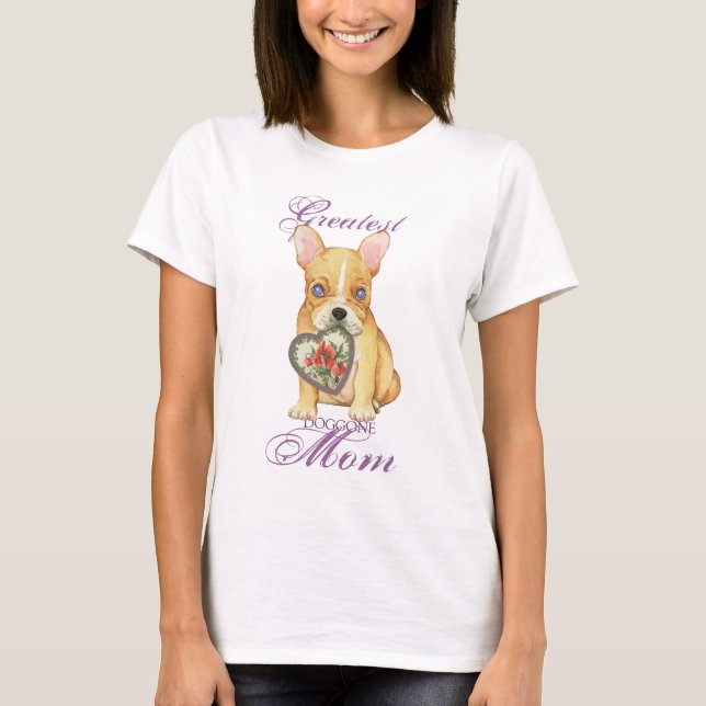 Camiseta Francês Bulldog Heart Mãe (Frente)