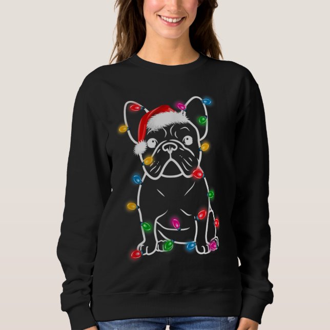 Camiseta Francês Bulldog Natal Lights Tree Decoration Xm (Frente)