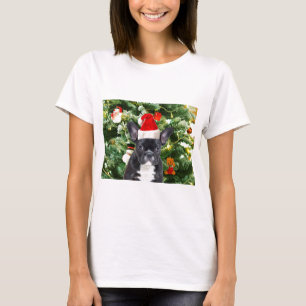 Camiseta Francês Bulldog Ornamento de Árvore de Natal Snowm