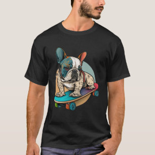 Camiseta Francês Bulldog Skateboard English Bulldog Frenc
