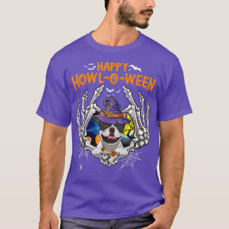 Camiseta Francês Bulldog Skeleton Heart Happy HowlOueen Cus