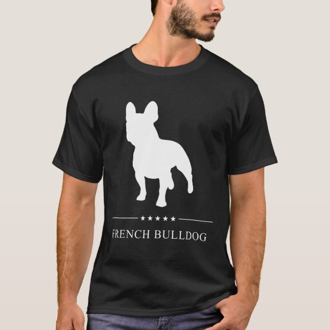 Camiseta Francês Bulldog White Silhouette (Frente)