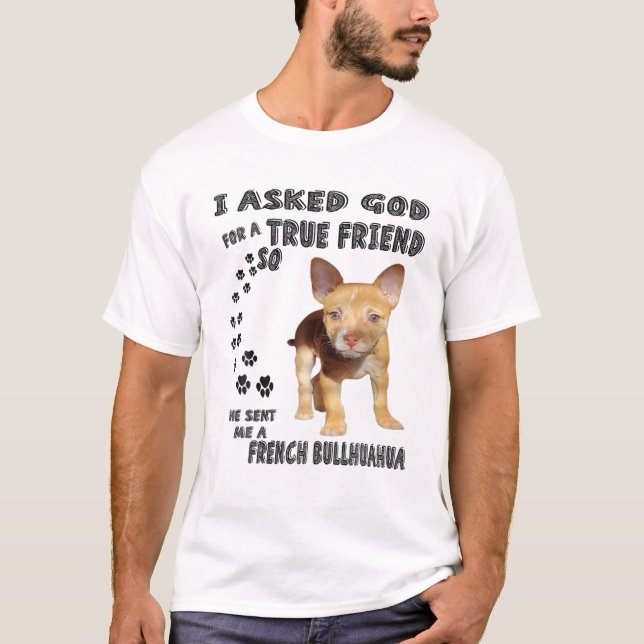 Camiseta Francês Bullhuahua Citação Mãe Impressão, Bulldog  (Frente)